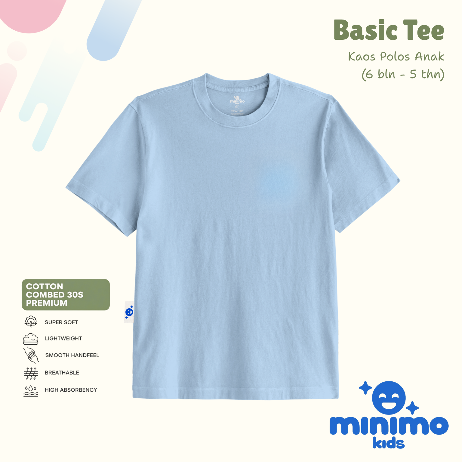 Basic Tee Minimo Kids - sky bluepink